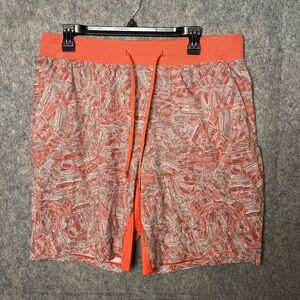 Lululemon Athletica Men's XL Orange Patterned Athletic lightweight Shorts